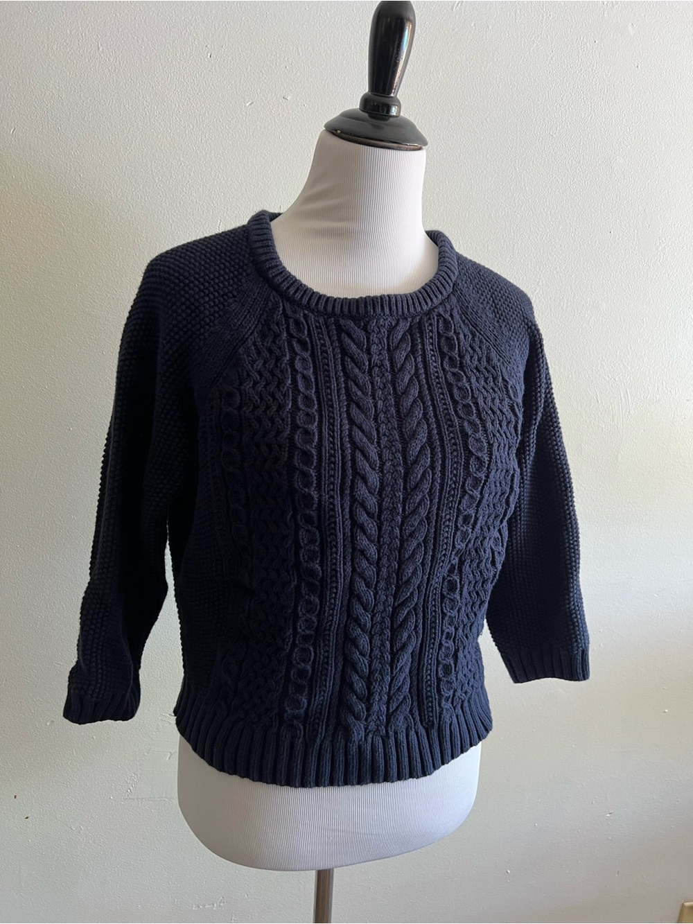 J. Crew Navy Cable Crewneck Sweater